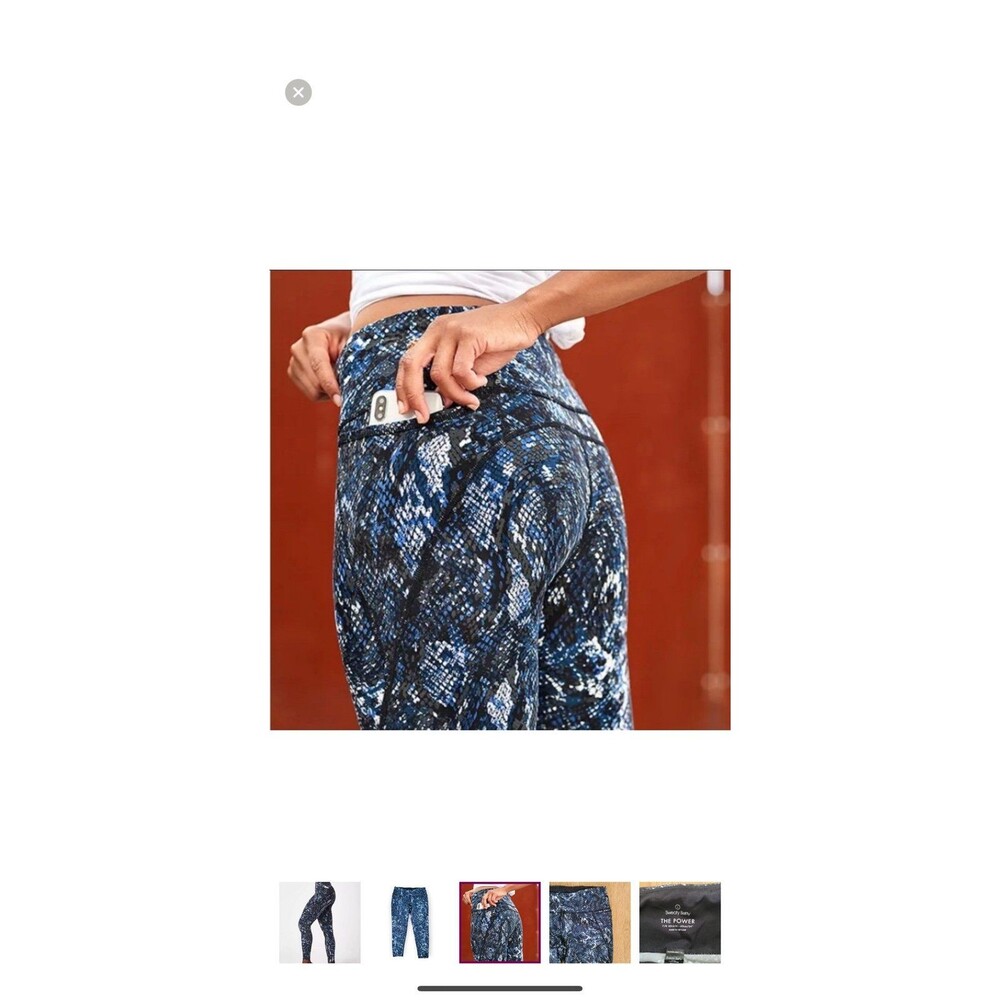 Sweaty Betty The Power 7/8 Length Blue Snake Print Activewear Leggings Size XS
